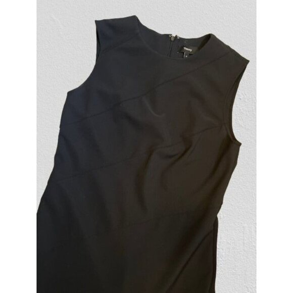 Theory Diagonal Drape Dress Cocktail Business Preppy Old Money Sz 2 - Picture 5 of 14